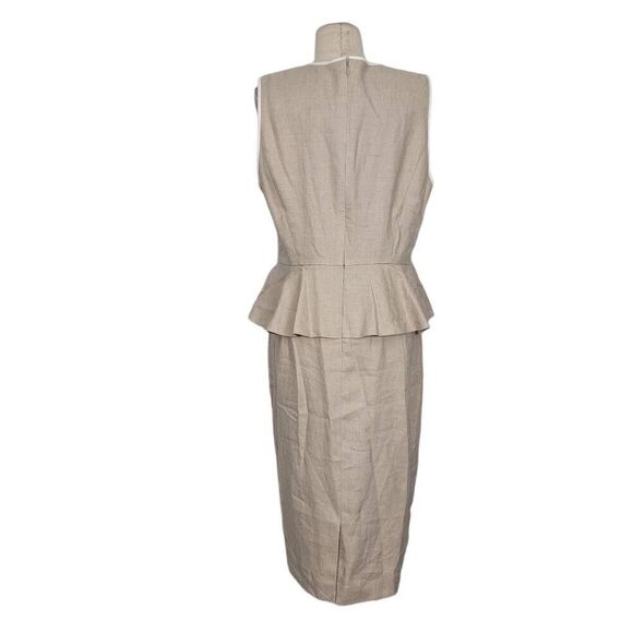 NWT J. Crew Peplum Stretch Linen Blend Sheath Dress Sz 14 Flax Oatmeal Office - Picture 5 of 12